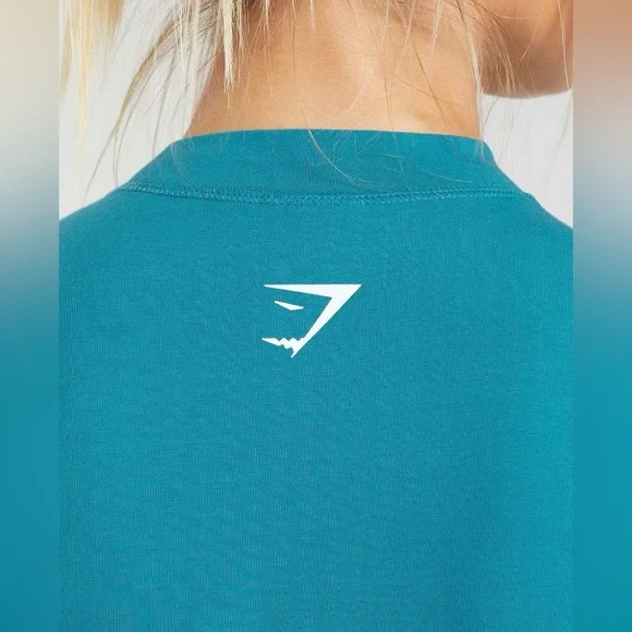 GYMSHARK Women’s Lift Heavy Body Fit T-Shirt Terrace Blue- NWT - Picture 6 of 7